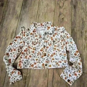 LITTLE LASS girls size 6x jacket  orange and white
